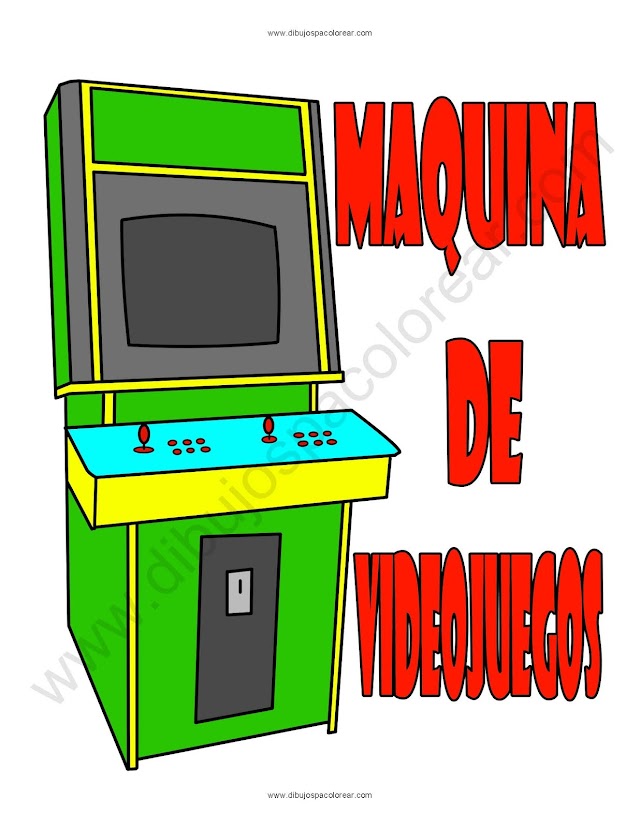 Maquina de videojuegos dibujo a color y para colorear